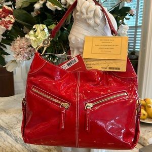 Dooney Bourke, red patent leather handbag, NWT